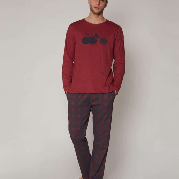 PIJAMA LARGO DE PUNTO VIGORE AFELPADO "LIFE IS"