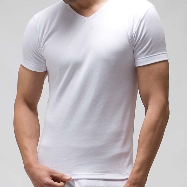 CAMISETA HOMBRE TERMAL MANGA CORTA CUELLO PICO
