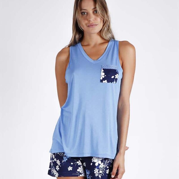 PIJAMA SIN MANGAS SUMMER FLOWERS TEJIDO VISCOSA