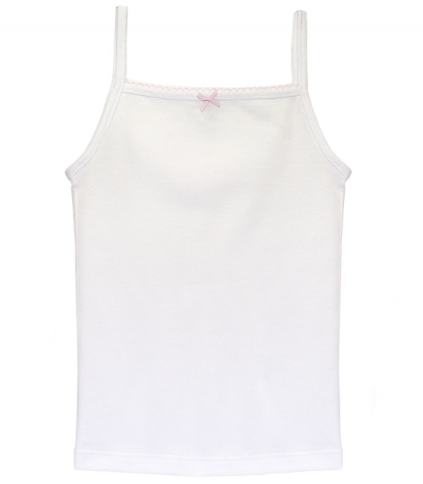 Camiseta interior de tirante fino para niña, con detalles rosa en